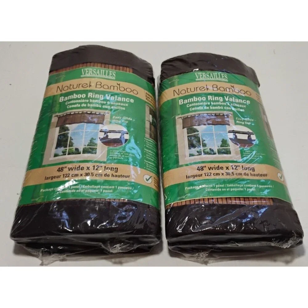 Versailles Naturel Bamboo Ring Valance 48X12 Set of 2 - NEW SEALED